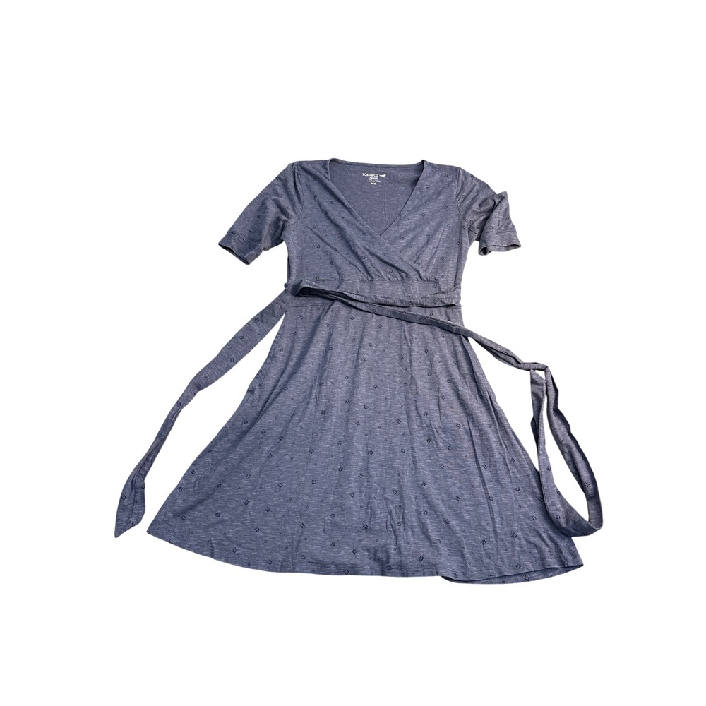 Toad&Co Womens Blue Striped Short Sleeve Wrap Dress Size Medium Eco Jersey